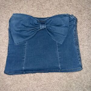 Denim Blue Bow Tube Top
